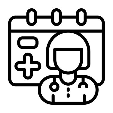 Stetoskop çizgisi ikon vektör illüstrasyonlu doktor 