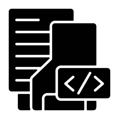 Beyaz arka gorund üzerindeki Kod Dizini simgesi, vektör illüstrasyonu 