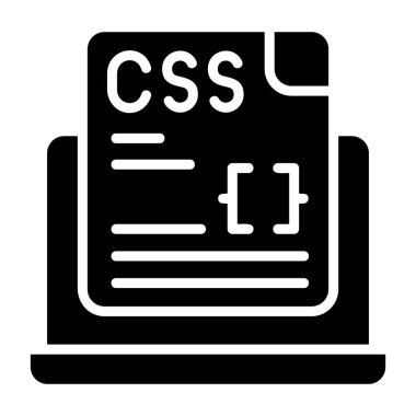 Beyaz geri gorund üzerindeki Css dosya simgesi, vektör illüstrasyonu  