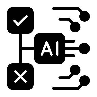  Yapay Zeka Kararı Simge işareti çizimi 