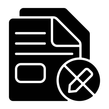 Kalem sembolü ve kalın iptal işareti içeren belge simgesi
