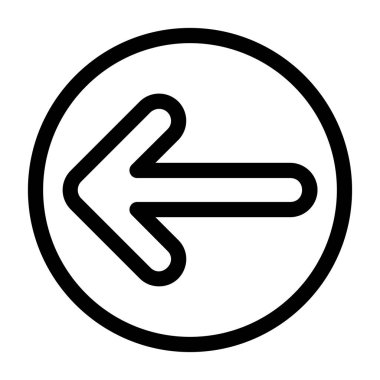 Beyaz arkaplanda Ok Çemberi Sol simgesi, vektör illüstrasyonu 