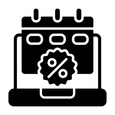Beyaz sırt çantasındaki mevsimlik satış simgesi, vektör illüstrasyonu
