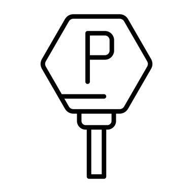 Beyaz sırt gorandası üzerine park işareti simgesi, vektör illüstrasyonu