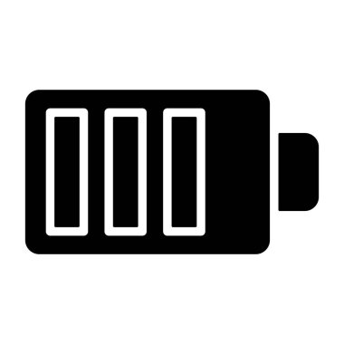 Beyaz sırt çantasındaki pil simgesi, vektör illüstrasyonu