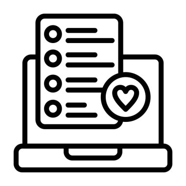 Beyaz geri gorund üzerindeki dilek listesi simgesi, vektör illüstrasyonu