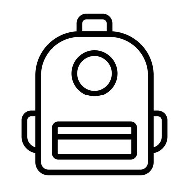 Beyaz sırt çantası simgesi, vektör illüstrasyonu