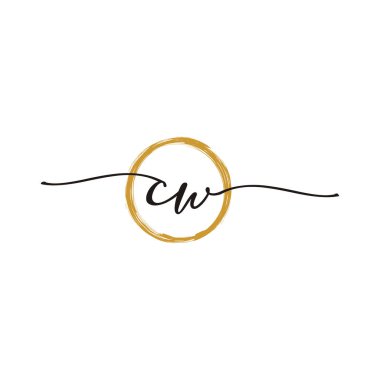 C W İlk Betik Harf Logo Şablonu