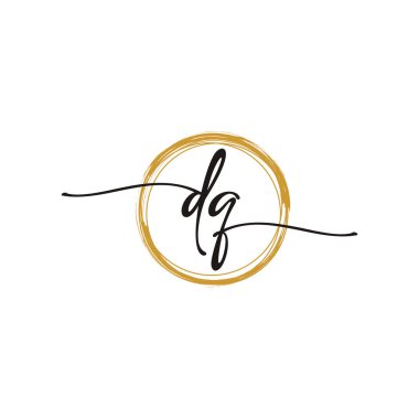 D Q İlk Betik Harf Logo Şablonu