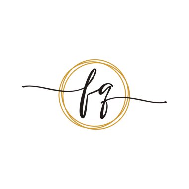 F Q İlk Betik Harf Logo Şablonu