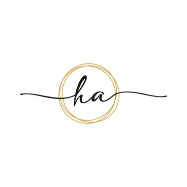 Altın H A İlk Senaryo Harf Logo Şablonu