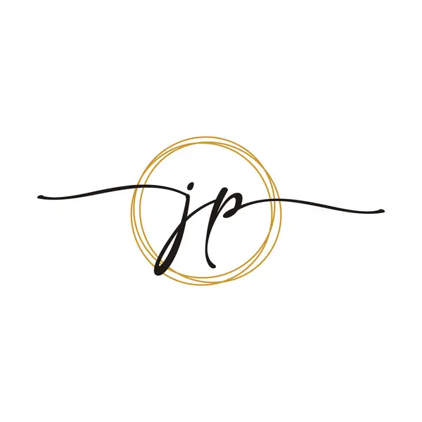 Altın J P İlk Senaryo Harf Logo Şablonu