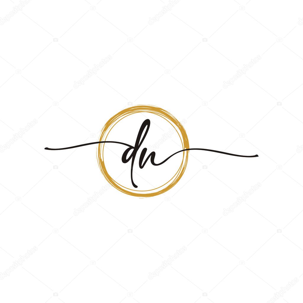 D N Initial Script Letter Beauty Logo Template