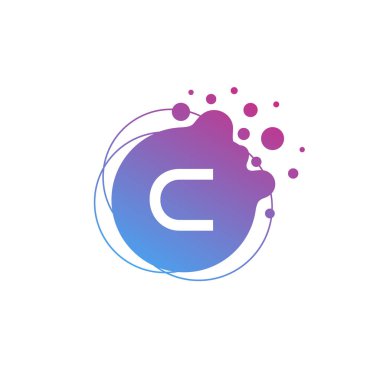 C harfi İlk Sıvı Bubble Modern Logo Şablonu