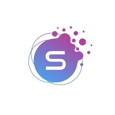 S harfi İlk Sıvı Bubble Modern Logo Şablonu