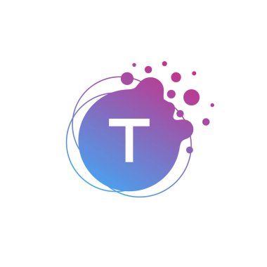 T Harfi Sıvı Kabarcık Modern Logo Şablonu