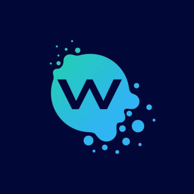 W harfi İlk Sıvı Bubble Modern Logo Şablonu