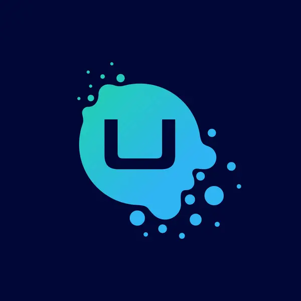 U harfi İlk Sıvı Bubble Modern Logo Şablonu
