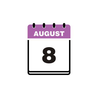 August Takvim Simgesi Vektör Şablonu