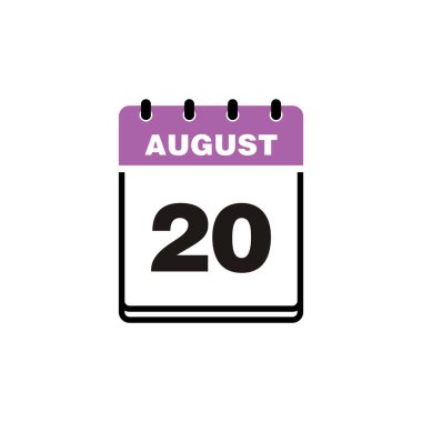 August Takvim Simgesi Vektör Şablonu