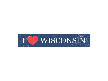 Wisconsin Grunge Harf Vektör Şablonunu Seviyorum