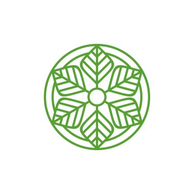 Çiçek Mandala Simgesi Vektör Logo Şablonu