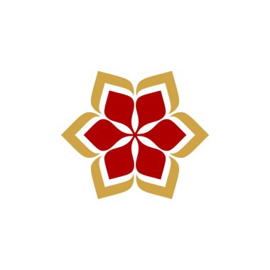 Çiçek Mandala Simgesi Vektör Logo Şablonu