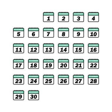 November Takvim Simgesi Vektör Şablonunu Ayarla