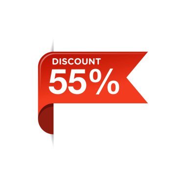 % 55 Kırmızı Kurdele İndirimli Sancak Vektör Şablonu