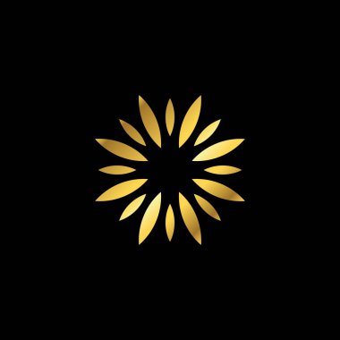 Altın Renk Soyut Çiçek Dekorasyonu Mandala Vektör Logo Şablonu