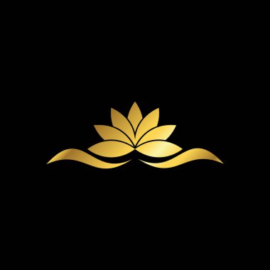 Altın Renk Soyut Çiçek Dekorasyonu Mandala Vektör Logo Şablonu
