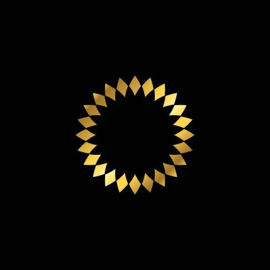 Altın Renk Soyut Çiçek Dekorasyonu Mandala Vektör Logo Şablonu