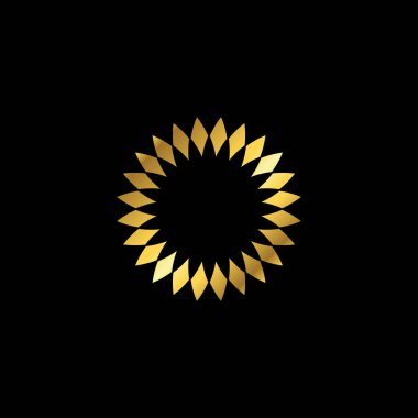 Altın Renk Soyut Çiçek Dekorasyonu Mandala Vektör Logo Şablonu