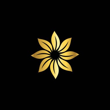 Altın Renk Soyut Çiçek Dekorasyonu Mandala Vektör Logo Şablonu