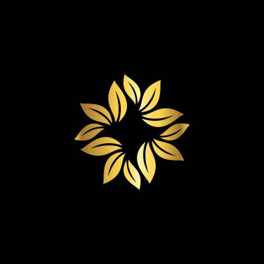 Altın Renk Soyut Çiçek Dekorasyonu Mandala Vektör Logo Şablonu