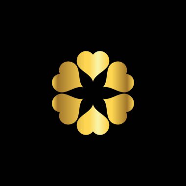 Altın Renk Soyut Çiçek Dekorasyonu Mandala Vektör Logo Şablonu