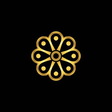 Altın Renk Soyut Çiçek Dekorasyonu Mandala Vektör Logo Şablonu