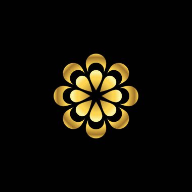 Altın Renk Soyut Çiçek Dekorasyonu Mandala Vektör Logo Şablonu