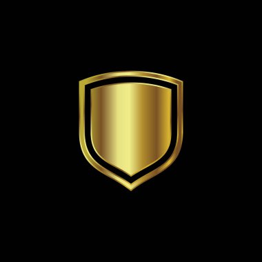 Altın Renk Kalkanı Koruma Simgesi Vektör Şablonu