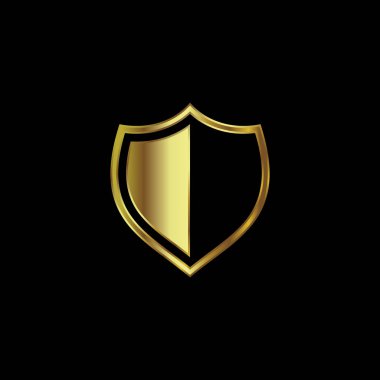 Altın Renk Kalkanı Koruma Simgesi Vektör Şablonu