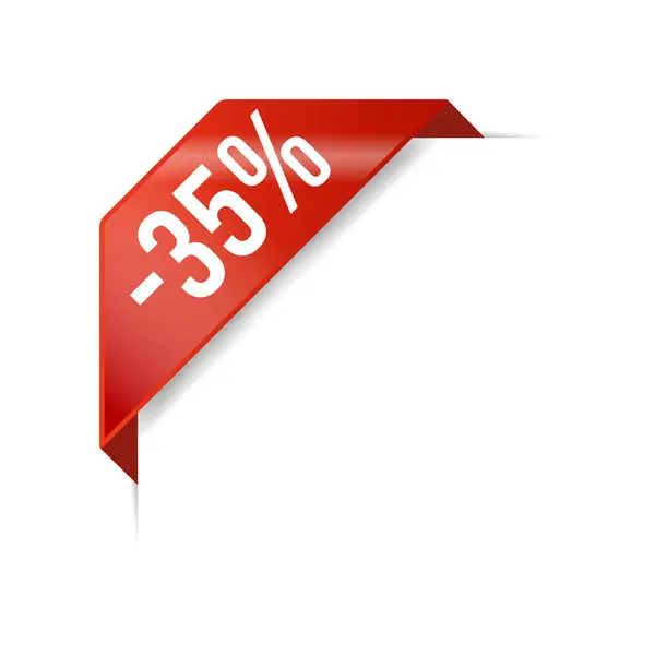% 35 Köşeli Kurdele İndirim Sancak Vektör Şablonu