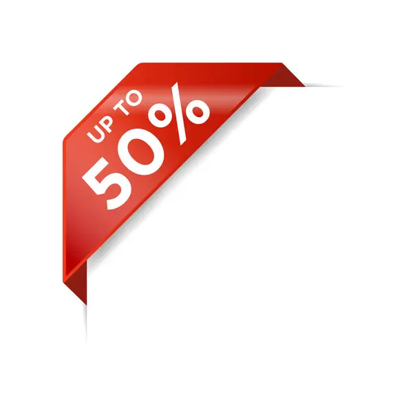 % 50 Köşeli Kurdele İndirim Sancak Vektör Şablonu