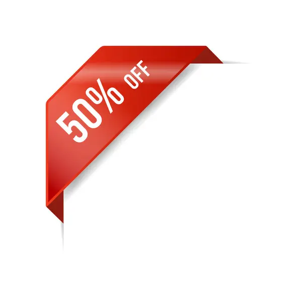 % 50 Köşeli Kurdele İndirim Sancak Vektör Şablonu