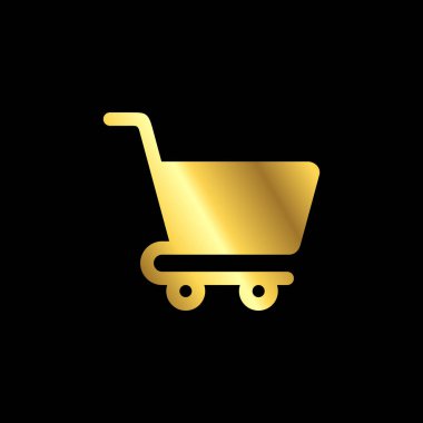 Altın Renk Alışveriş Trolley Simgesi Vektör Şablonu
