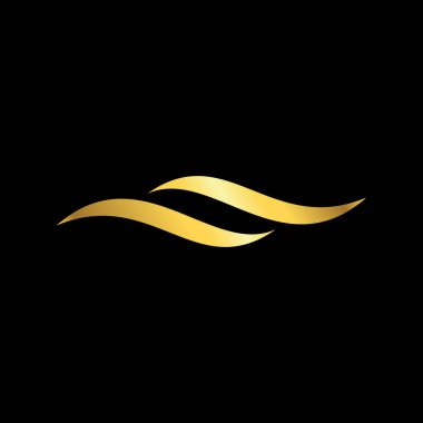 Altın Renk Soyut Dalga Suyu Element Vektör Şablonu