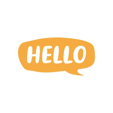 Hello Letter in Hand Drawn Speech Bubble Vektör Şablonu