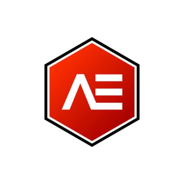Bir E İlk Harfi Altıgen Şekil Logo Şablonu