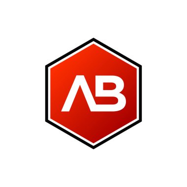 Bir B Harfi Altıgen Şekil Logo Şablonu