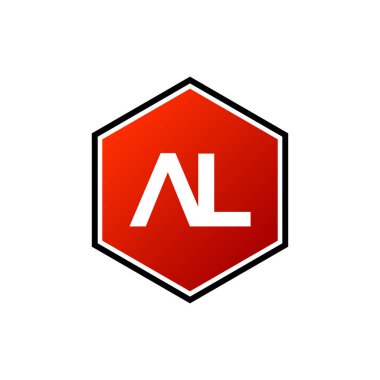 Bir L İlk Harfi Altıgen Şekil Logo Şablonu