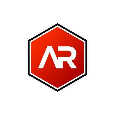 Bir R İlk Harfi Altıgen Şekil Logo Şablonu